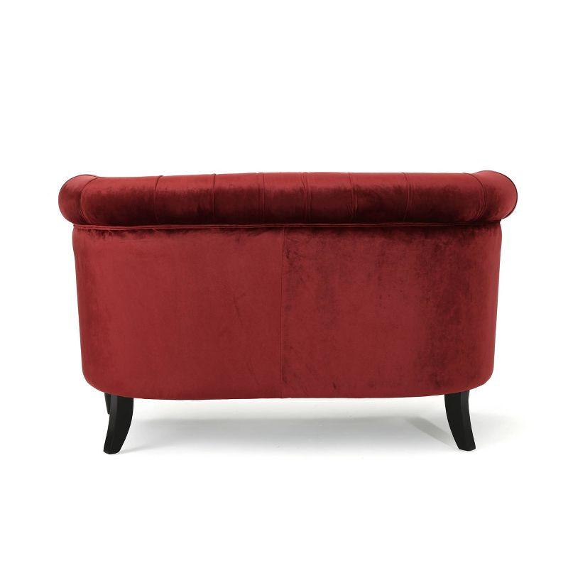 Milani Scroll Arm Loveseat Garnet: Tufted, Nailhead Trim, Polyester Upholstery - Christopher Knight Home