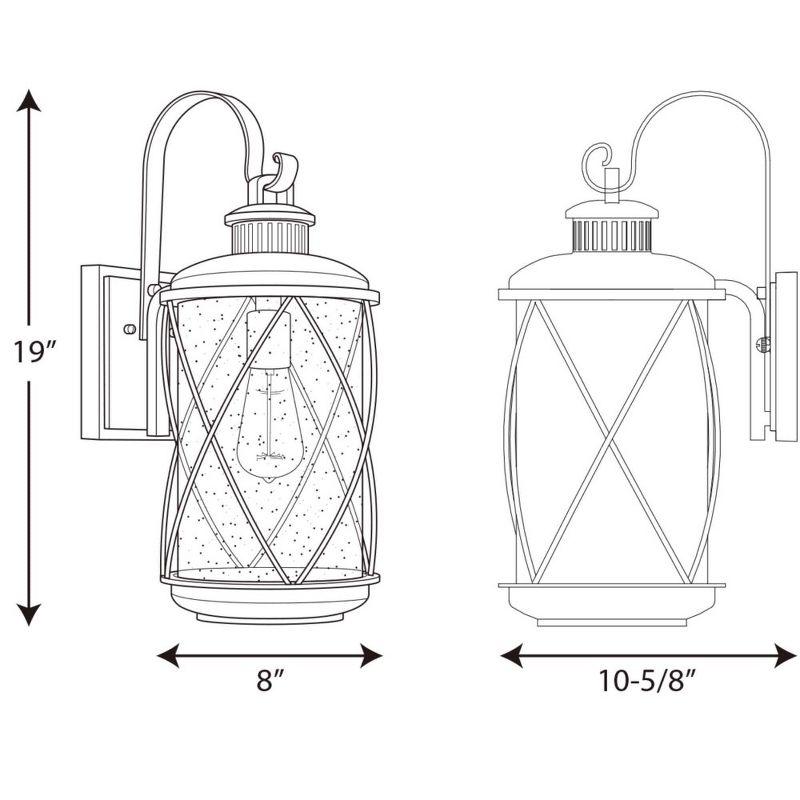 Progress Lighting Hollingsworth 1-Light Medium Wall Lantern in Black with Clear Seeded Glass Shade