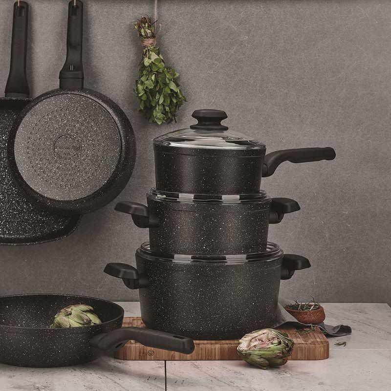 Korkmaz Ornella 2 Piece 2 Liter Quart Aluminum Nonstick Saucepan with Lid