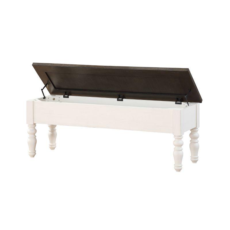 Steve Silver Co. Joanna Two-Tone Storage Bench Ivory/Mocha: Lift-Top Entryway Furniture, Mango Wood Frame