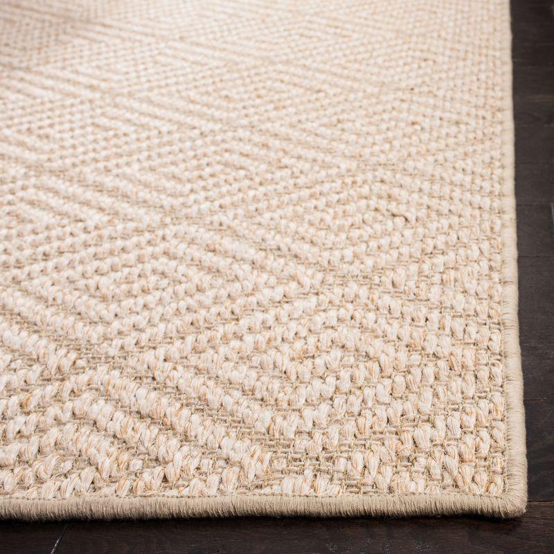 Beige Geometric Flat Woven Synthetic Area Rug 5' x 8'