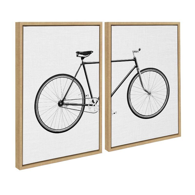 Simon Te Bicycle Print on Canvas with Natural Frame, 18x24, 2 Piece Set