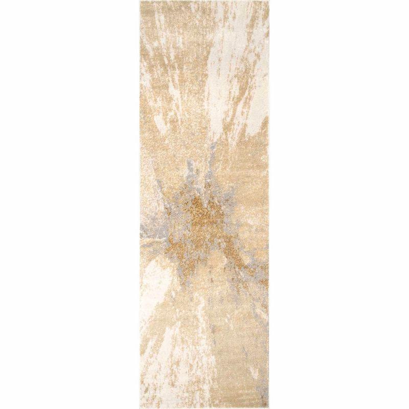 Nuloom Cyn Abstract 2x12 Runner Indoor Area Rug for Living Room Bedroom Dining Room Entryway Hallway Kitchen, Gold/Ivory