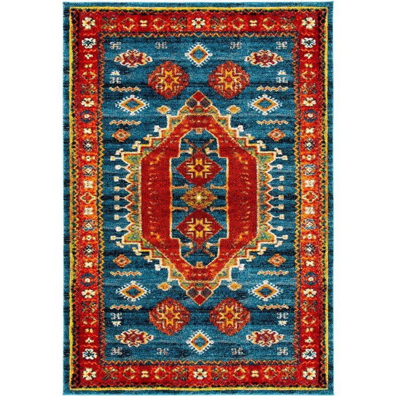 Aegean Bliss Round Blue Synthetic Easy-Care Rug