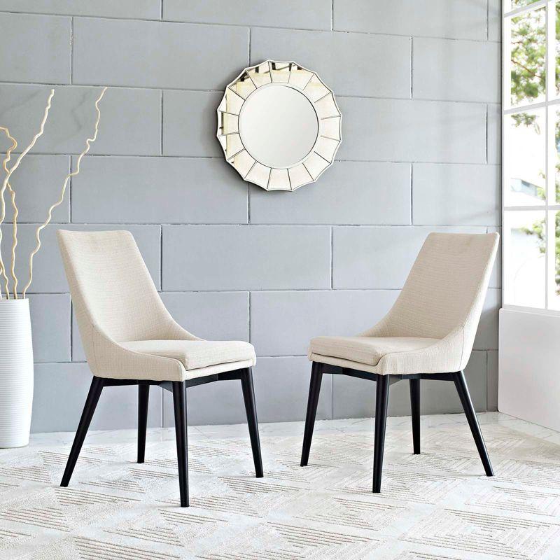 Modway Set of 2 Viscount Dining Side Chair Fabric Beige: Upholstered Polyester, Wood Frame, Armless Design