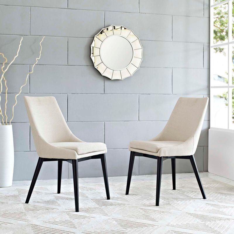 Elegant Beige Upholstered Wood Side Chair Set