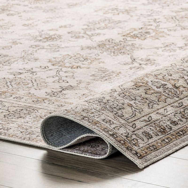 Nuloom Deadra Medallion 6 Round Machine Washable Indoor Area Rug for Living Room Bedroom Dining Room Kitchen, Beige/Ivory