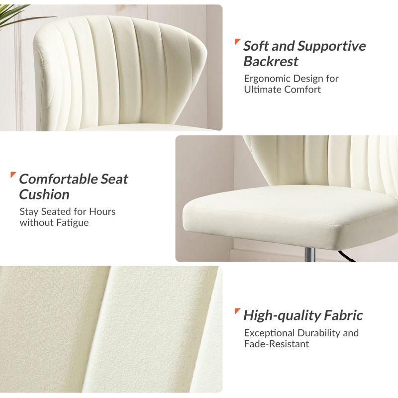 Ilia comtemperary wingback Task Chair Swivel Office Chair  with channel Tufted Back | Karat Home - IVORY