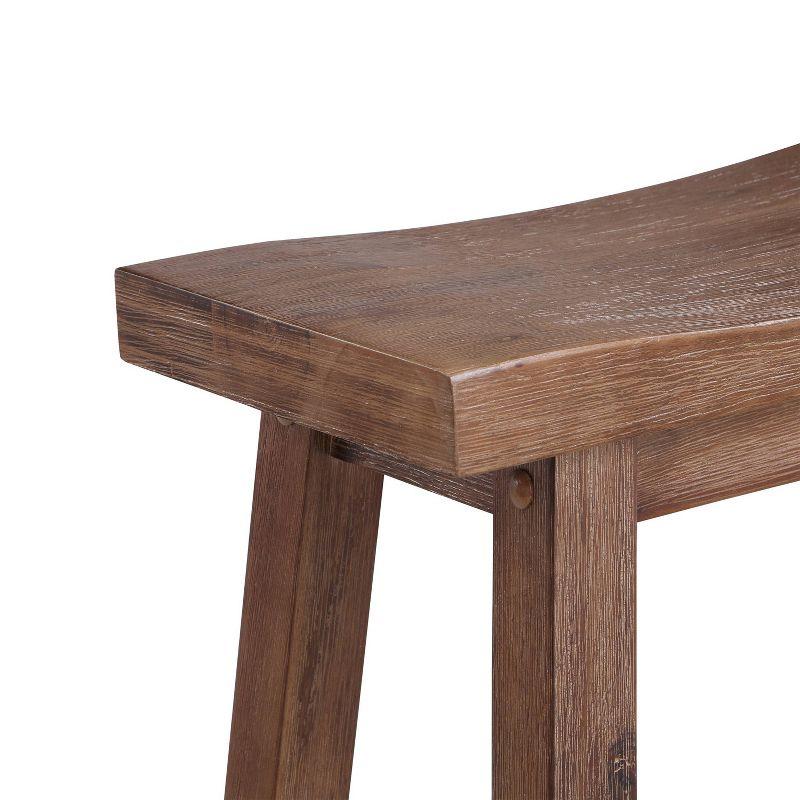 Wooden Frame Saddle Seat Counter Height Stool Brown - Benzara: Transitional Style, Grain Detail, Solid Hardwood