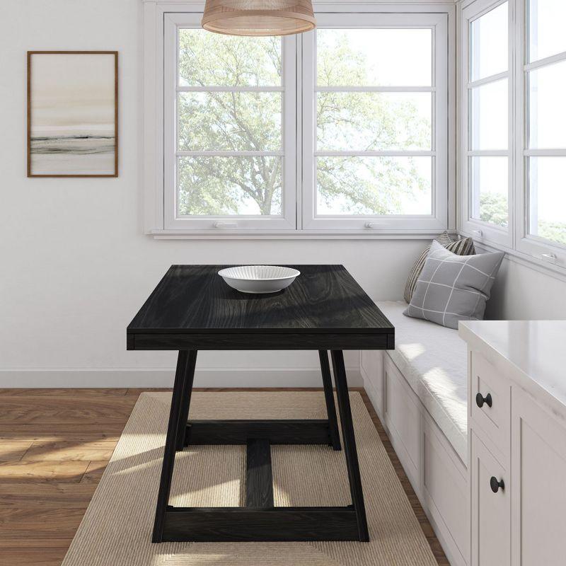 Plank+Beam 48" Dining Table for 4, Classic Farmhouse Solid Wood Kitchen Table, Black Wirebrush