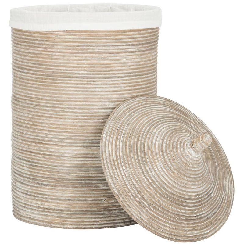 Wellington Laundry Basket with Liner - HAC6501 - White/Grey White Wash - Safavieh