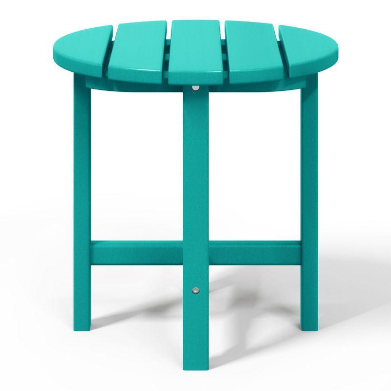 WestinTrends All-Weather Outdoor Patio Round Poly Adirondack Side Table, Turquoise