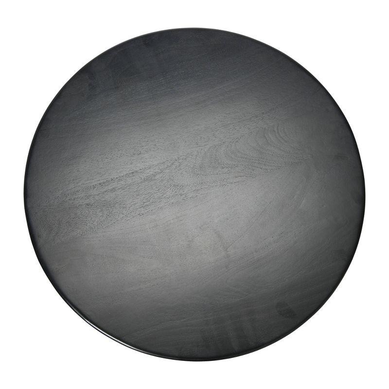 Storied Home Mango Wood and Cane Coffee Table with Shelf Black: Round, Modern, 25.75" Diameter