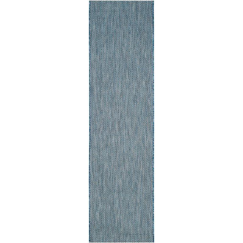 Navy and Grey Rectangular Synthetic Easy-Care Area Rug - 27"x6"