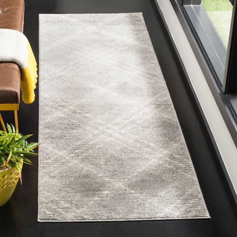 Gray Abstract Synthetic Easy Care Area Rug, 10' x 14'