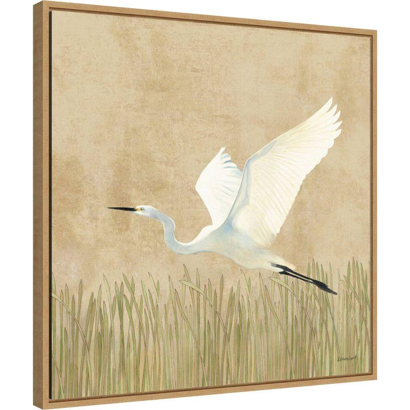 22" x 22" Egret Alighting II by Kathrine Lovell: Amanti Art Canvas with Polystyrene Frame