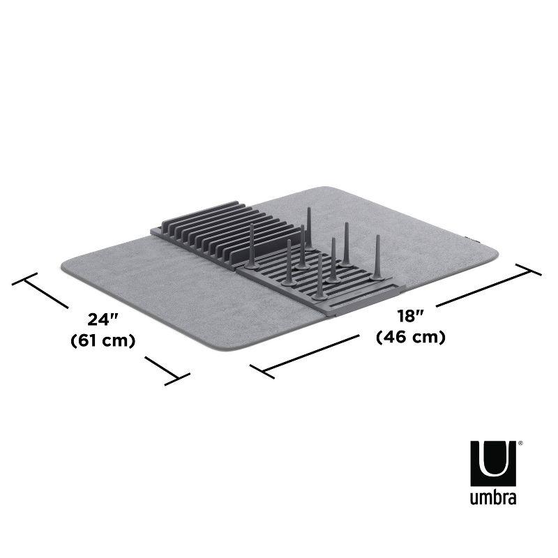 Charcoal Foldable Dish Drying Rack with Microfiber Mat