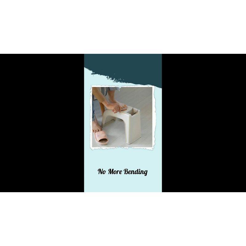 Basicwise Shower Footrest, White Bath Foot Stool for Shaving Legs, Non-Slip Sturdy Pedicure Footrest, Spa Footrest Shaving Stool With Storage