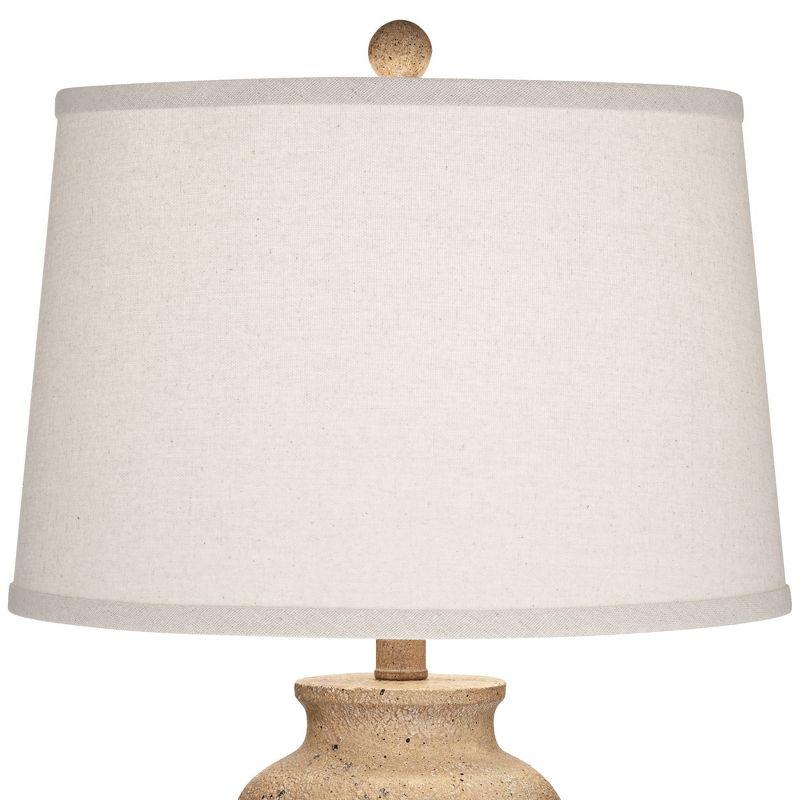 Regency Hill 25 1/2" High Farmhouse Rustic Coastal Country Cottage Table Lamps Set of 2 Beige Oatmeal Shade Living Room Bedroom Bedside Nightstand