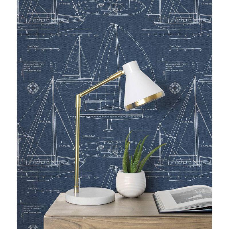 NextWall Navy Blue Yacht Club Peel and Stick Wallpaper