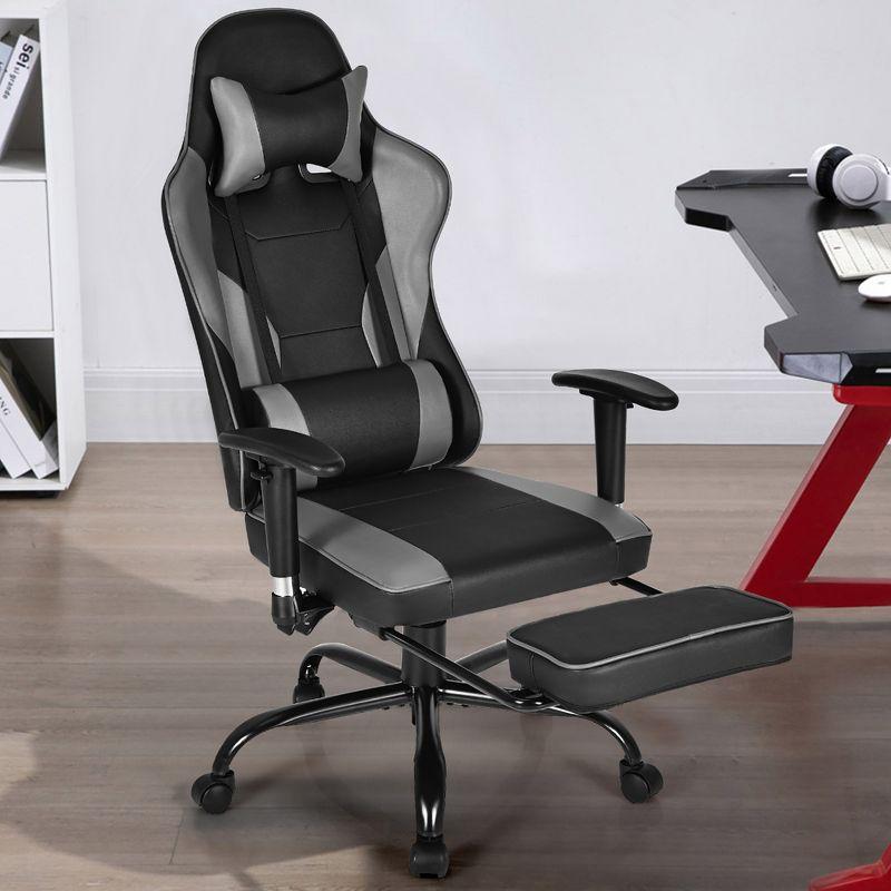 Costway Gaming Chair Racing High Back Office Chair w/ Footrest Black