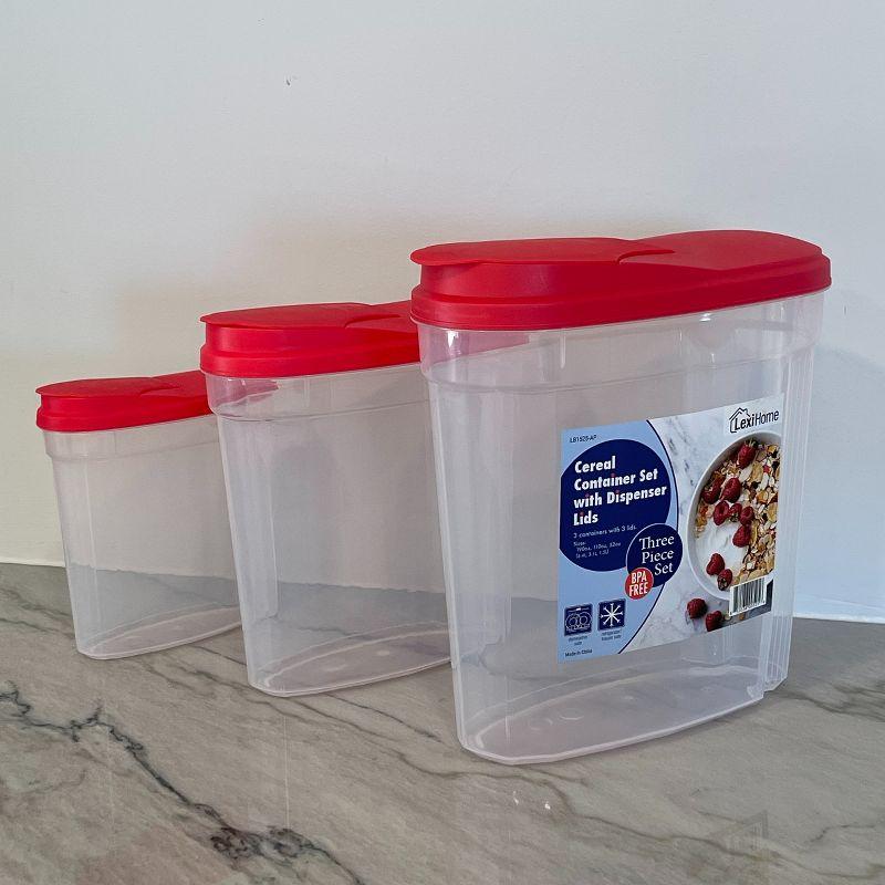 Lexi Home Plastic 3-Pack Cereal Dispenser Set