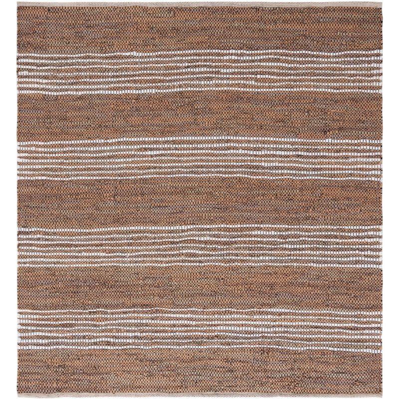 Vintage Leather VTL204 Hand Woven Area Rug - Light Brown/Ivory - 6'x6' - Safavieh.