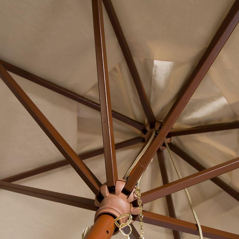Cannes 11Ft Wooden Pulley Market Umbrella  - PAT8109 - Beige - Safavieh