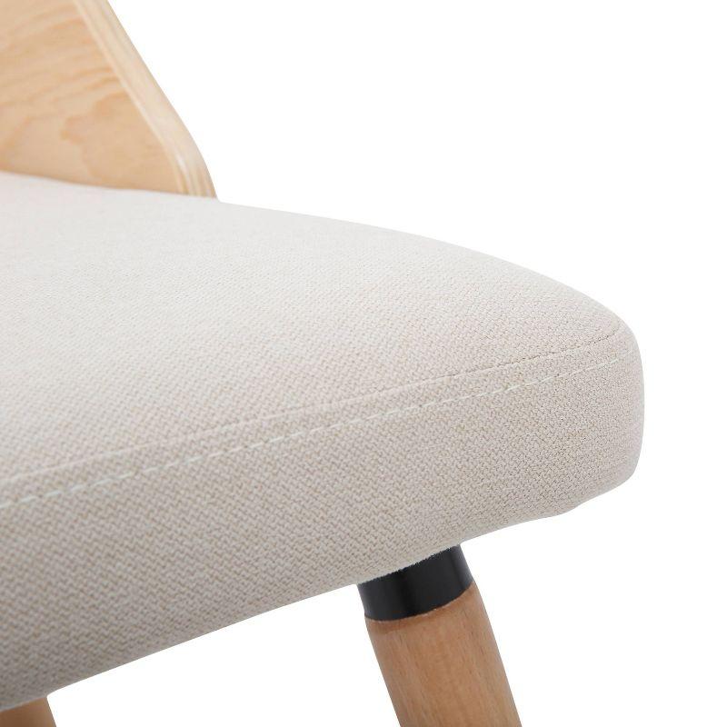 Cream Fabric and Natural Wood Upholstered Ladderback Side Chair