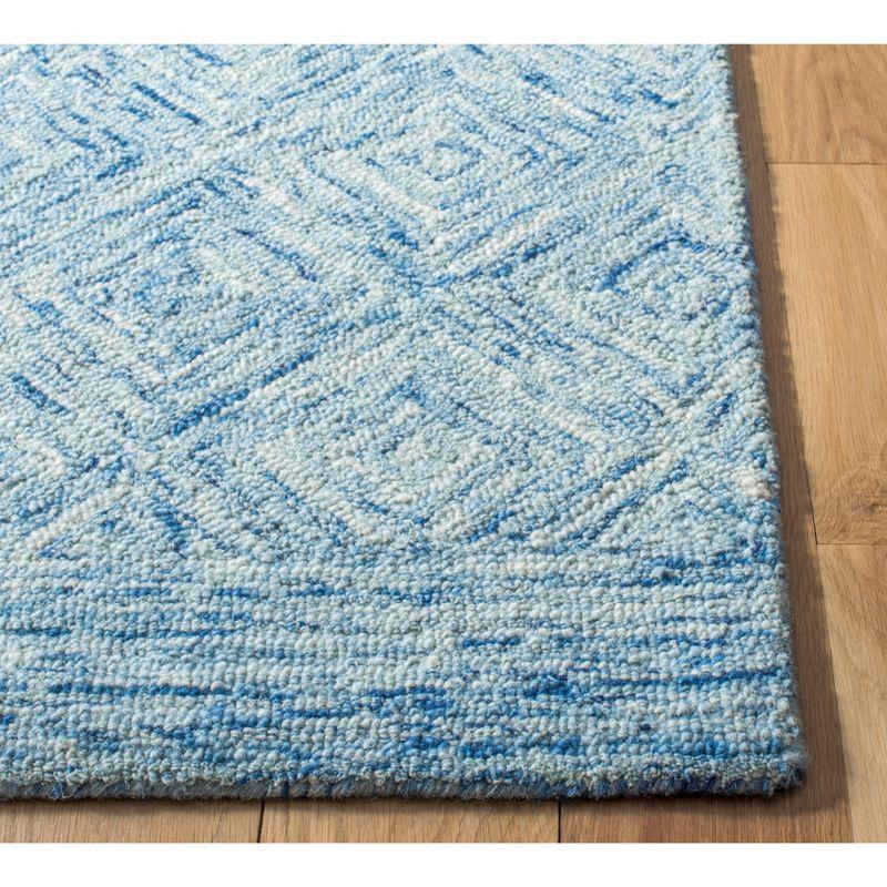 Hand-Tufted Silk Road Inspired Blue Wool Runner Rug - 2'3" x 8'