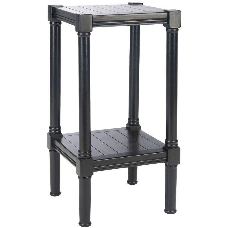 Elegant Pine Wood & Metal Square Accent Table - 20" Black Finish