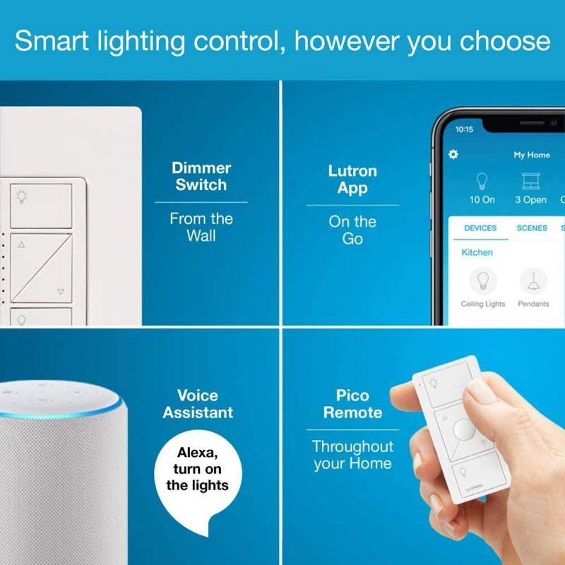 Lutron Caséta Wireless Smart Lighting Dimmer Switch Starter Kit with Caséta Smart Hub and Pico Bracket P-BDG-PKG1W-A