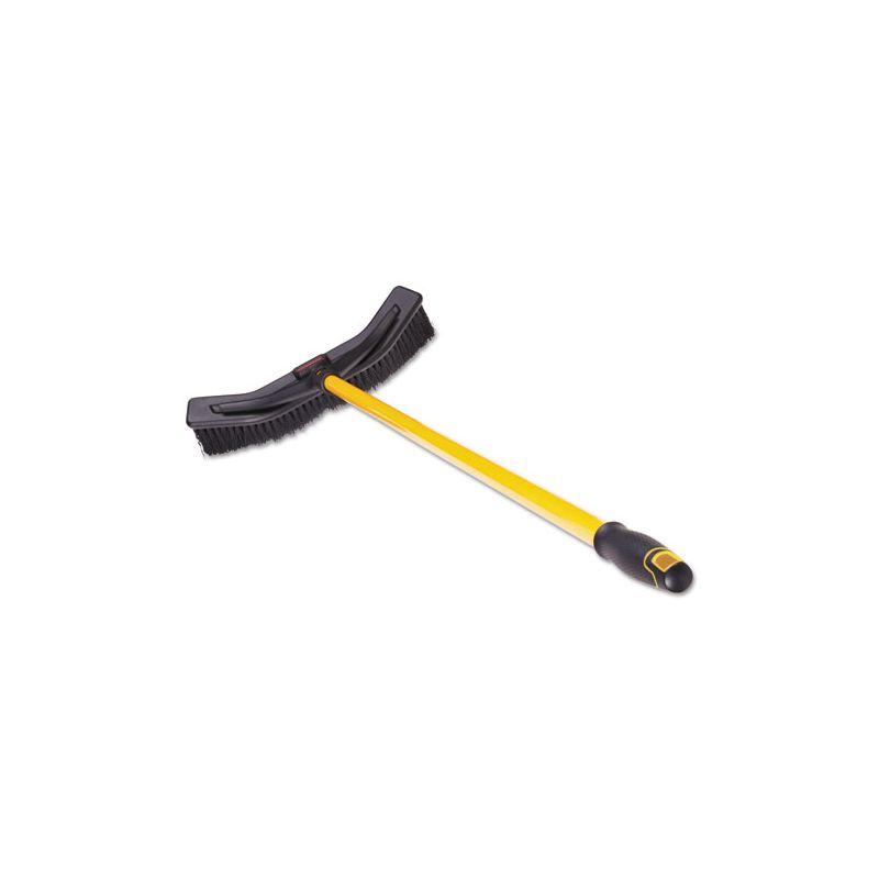 Maximizer 18" Yellow and Black Push-to-Center Broom with Steel Handle