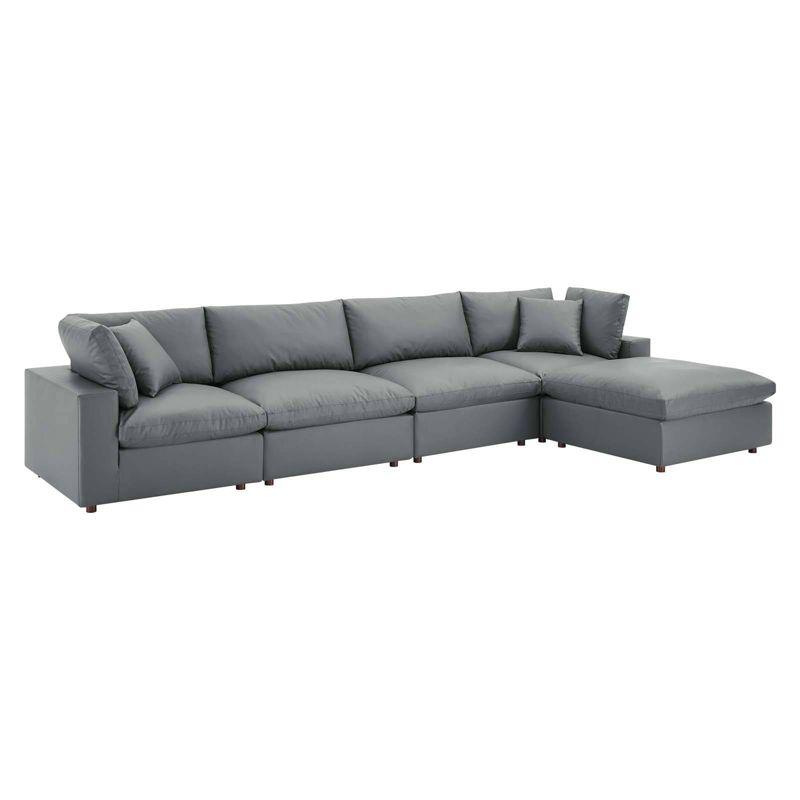 Modway Commix Down Filled Overstuffed Vegan Leather 5-Piece Sectional Sofa