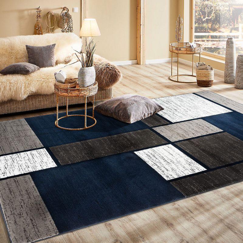 World Rug Gallery Contemporary Modern Boxed Color Block Area Rug