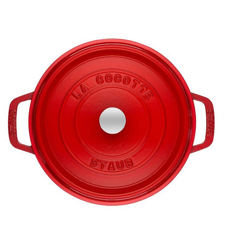 Staub Cast Iron Round Cocotte, Dutch Oven, 7-quart, serves 7-8, Made in France, Cherry