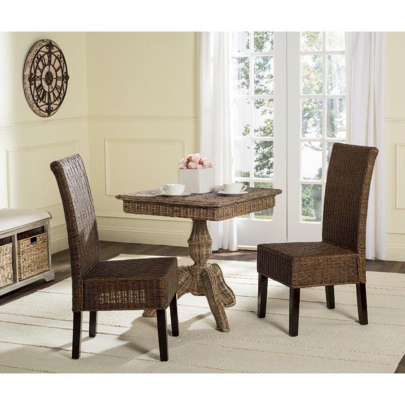 Arjun 18" H Wicker Dining Chair (Set of 2) - SEA8013 - Brown/Multi - Safavieh