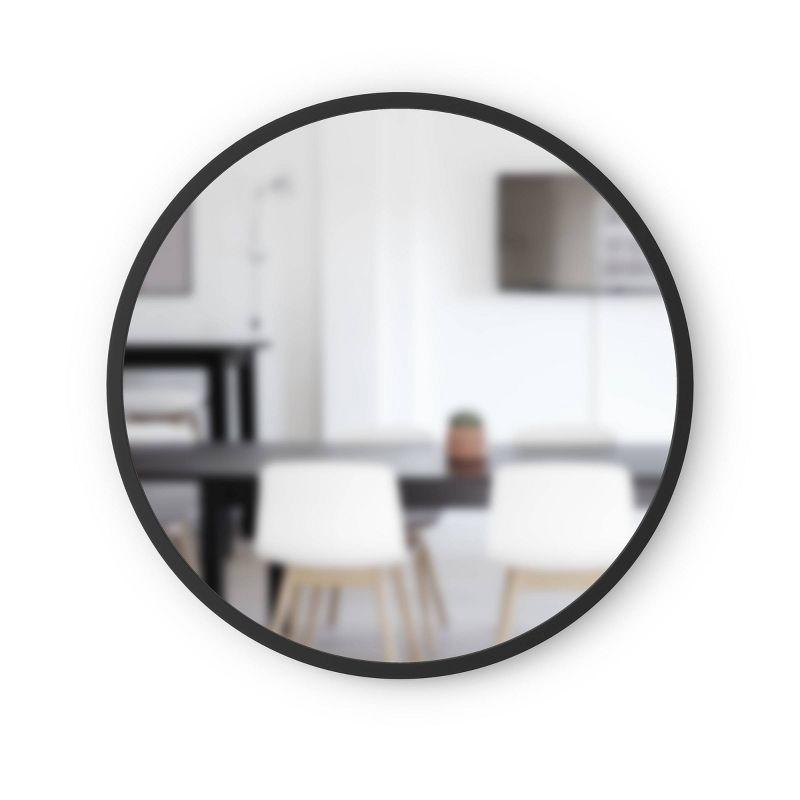 26'' Modern Black Round Wall Mirror with Rubber Frame