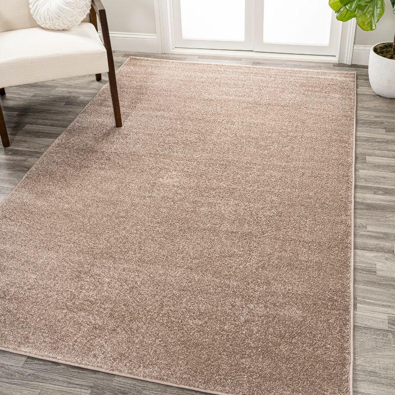 4'x6' Haze Solid Low-Pile Area Rug, Beige - JONATHAN Y