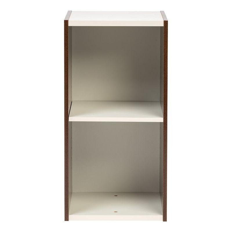 Walnut Brown Adjustable 2-Tier Bookshelf for Space Saving