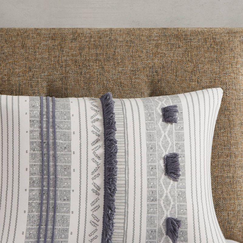 Ink+Ivy 3pc Full/Queen Cody Cotton Duvet Cover Set Gray/Navy: Woven Stripe, Lightweight, OEKO-TEX Certified