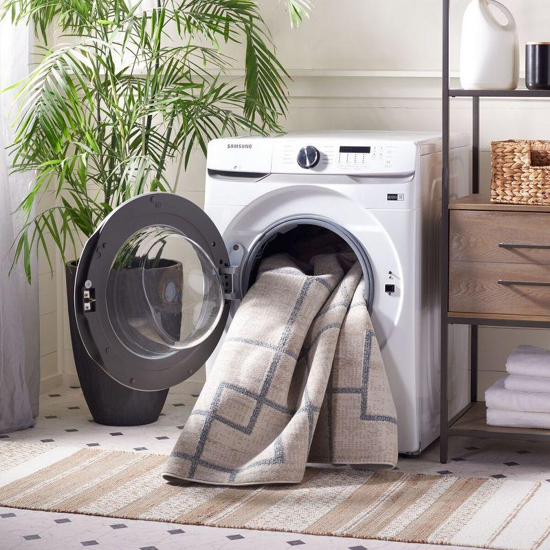 Blair Washable BLR238 Power Loomed Machine Washable Area Rug - Beige/Grey - 6'7"x6'7" - Safavieh.