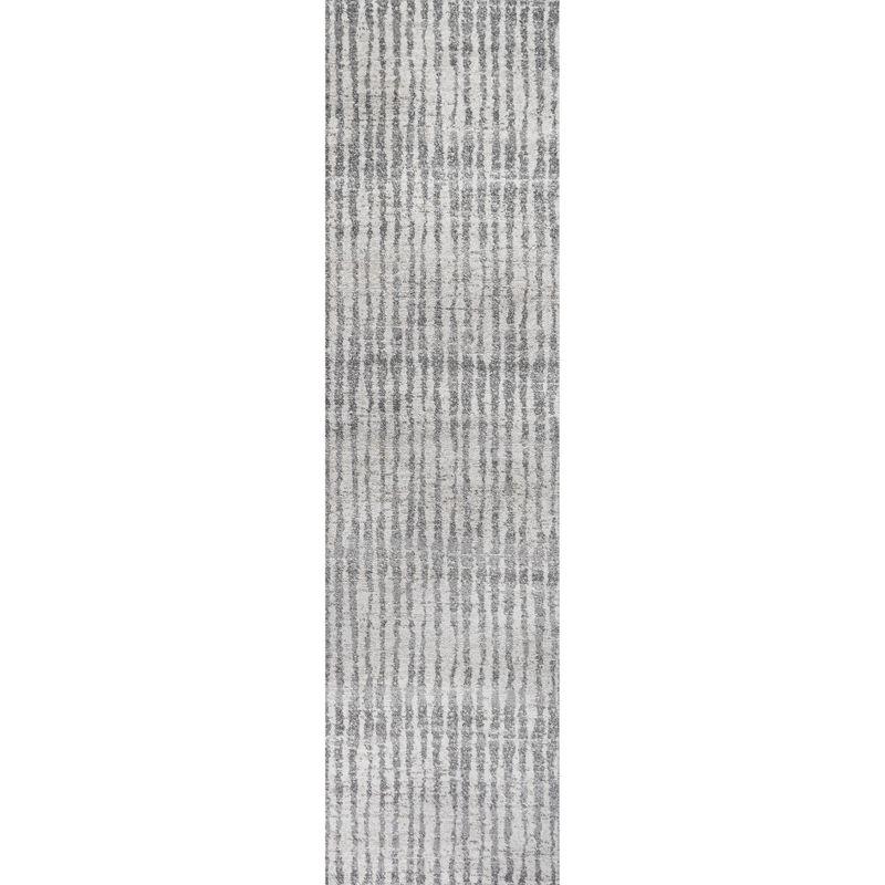 2'x8' Skoura Modern Bold Stripe Runner Rug, Beige/Dark Gray - JONATHAN Y