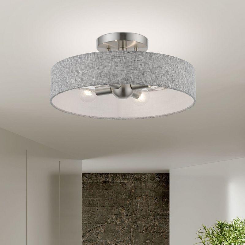 Livex Lighting Elmhurst 4 - Light Semi-Flush Mount in  Brushed Nickel/Shiny White