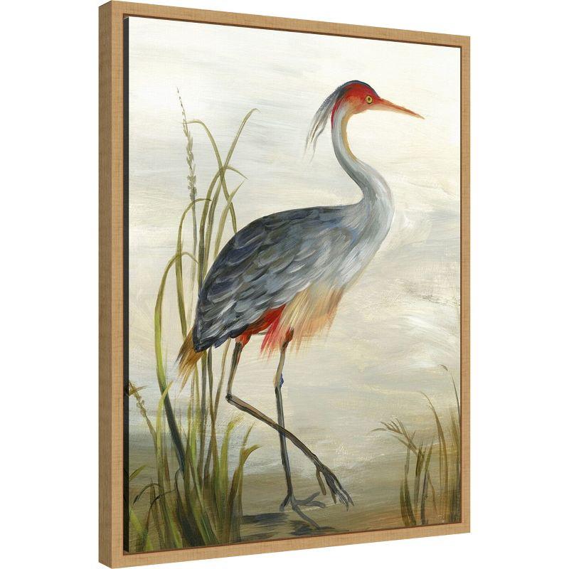 Amanti Art Gray Heron by Aimee Wilson Canvas Wall Art Print Framed 18-in. x 24-in. in Maple