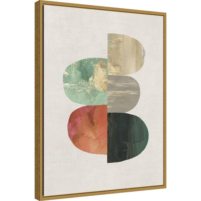 18" x 24" Multicolor Abstract Canvas with Gold Frame