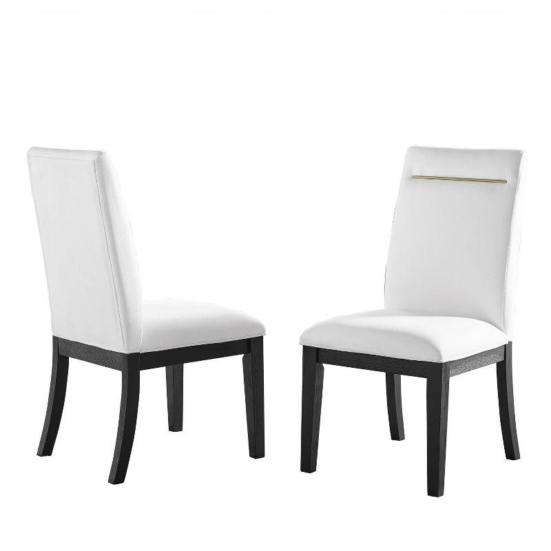 White Faux Leather Upholstered Parsons Side Chair Set