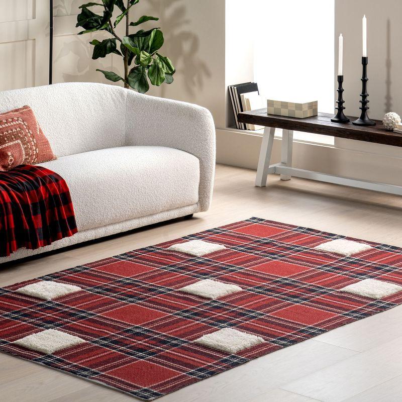 Nuloom Leena High-Low Checkered Plaid Indoor Area Rug