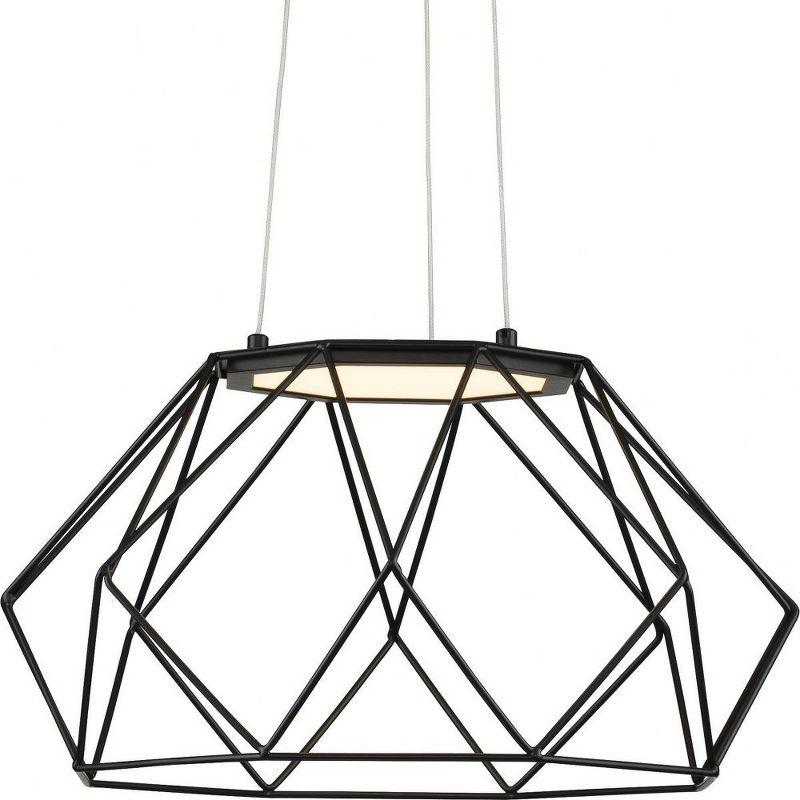 Matte Black Modern Geodesic LED Pendant with Open Diamond Frame