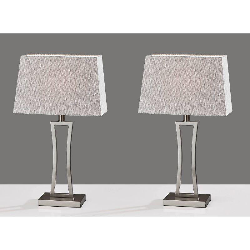 2pc Camila Table Lamps Bonus Silver - Adesso: Modern Metal Bedside Lamp Set, UL Listed, No Assembly Required